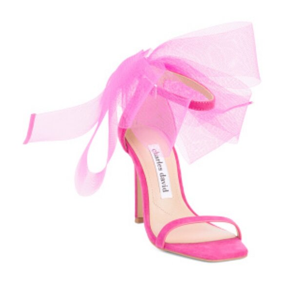 Charles David - Suede Emotional - Oversized Bow - Heeled Sandal - Fuschia - Picture 1 of 10